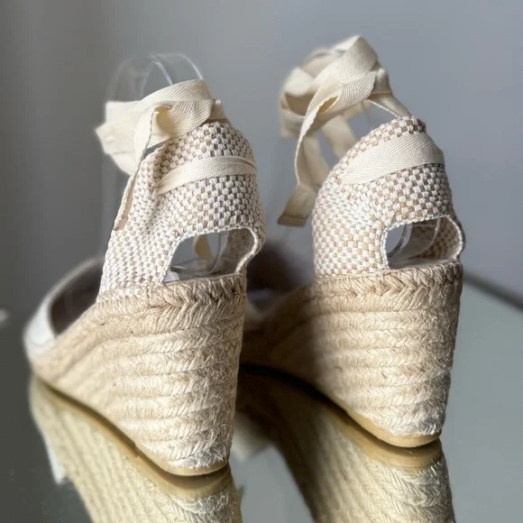 Like New Prada Linen Espadrille Wedge Sandals 41 - Picture 6 of 11